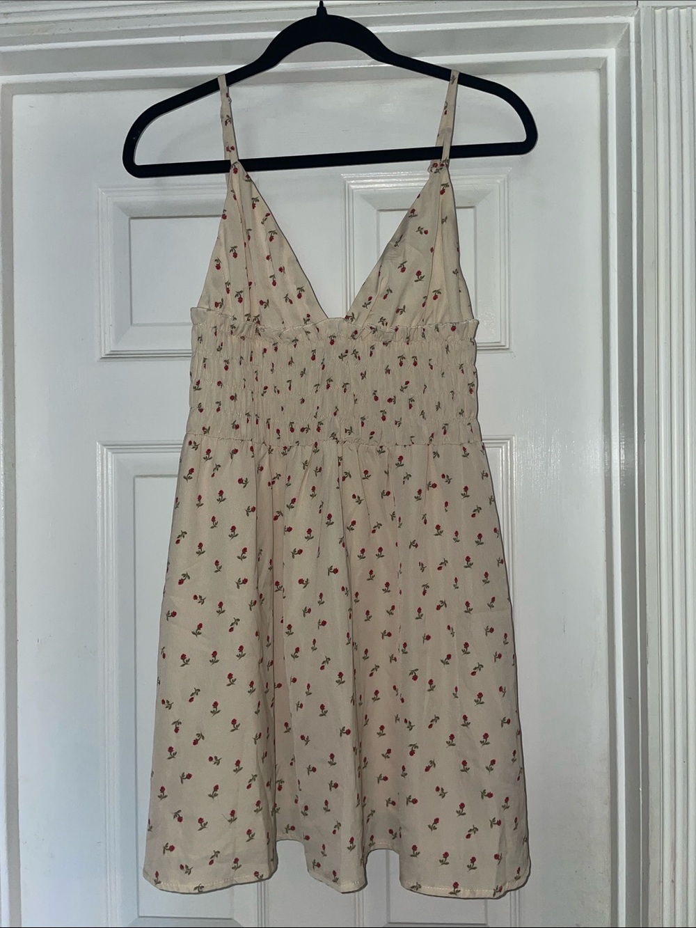 Princess Polly Cream Mini Dress with Red Floral Print